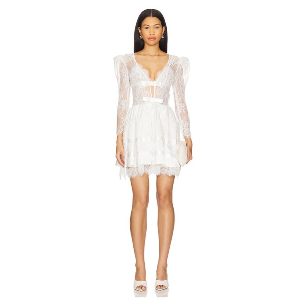 For Love & Lemons Annabelle Mini Dress Bridal Gown White M $598